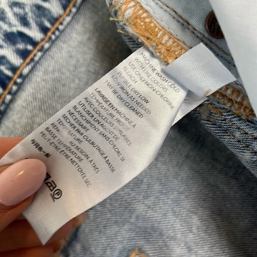 EUC “We The Free” Free People Destroyed Medium Acid Straight Leg Jeans Size  28 - Picture 11 of 13